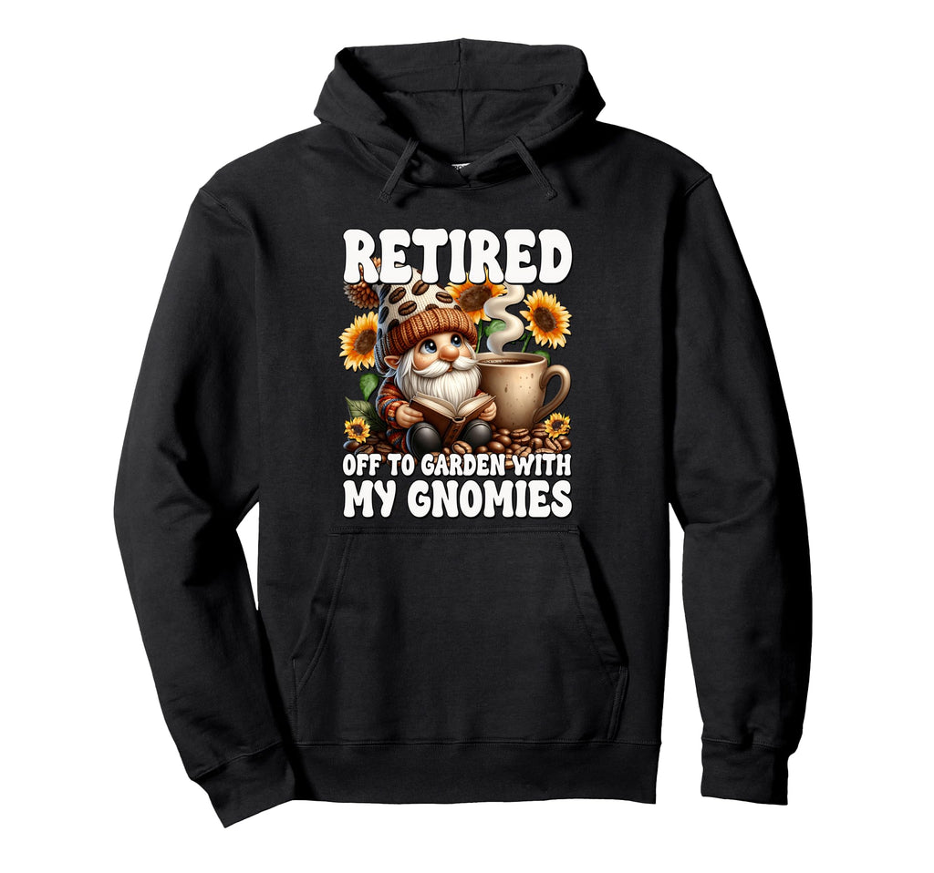Retired Gnome Coffee And Books Hoodie - Fun Novelty Design for Adults - T-Shirt, Sweatshirt, Hoodie