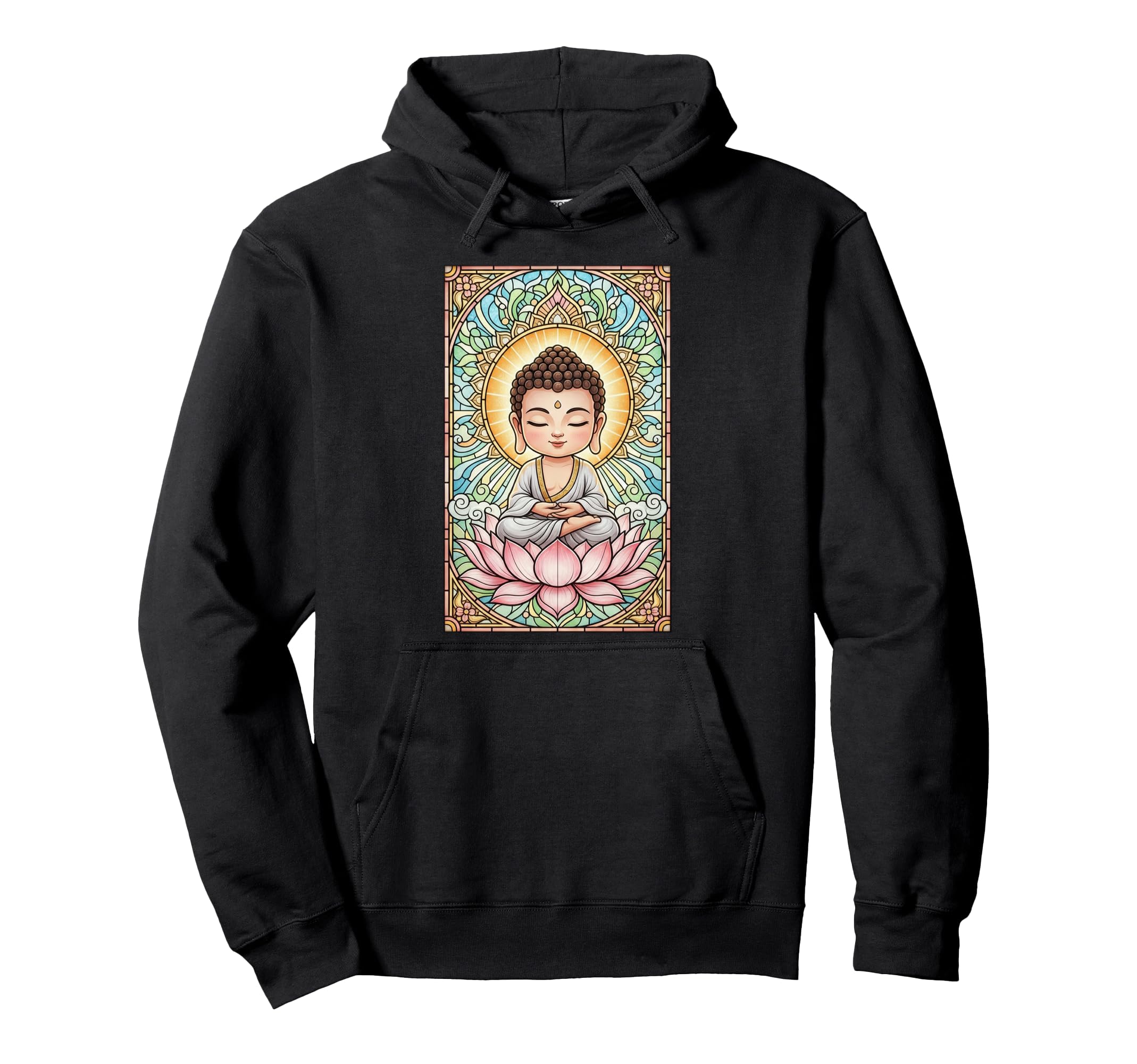 Little Buddha Stained Glass Spiritual Hoodie - Custom Art Print Men Women - T-Shirt, Sweatshirt, Hoodie