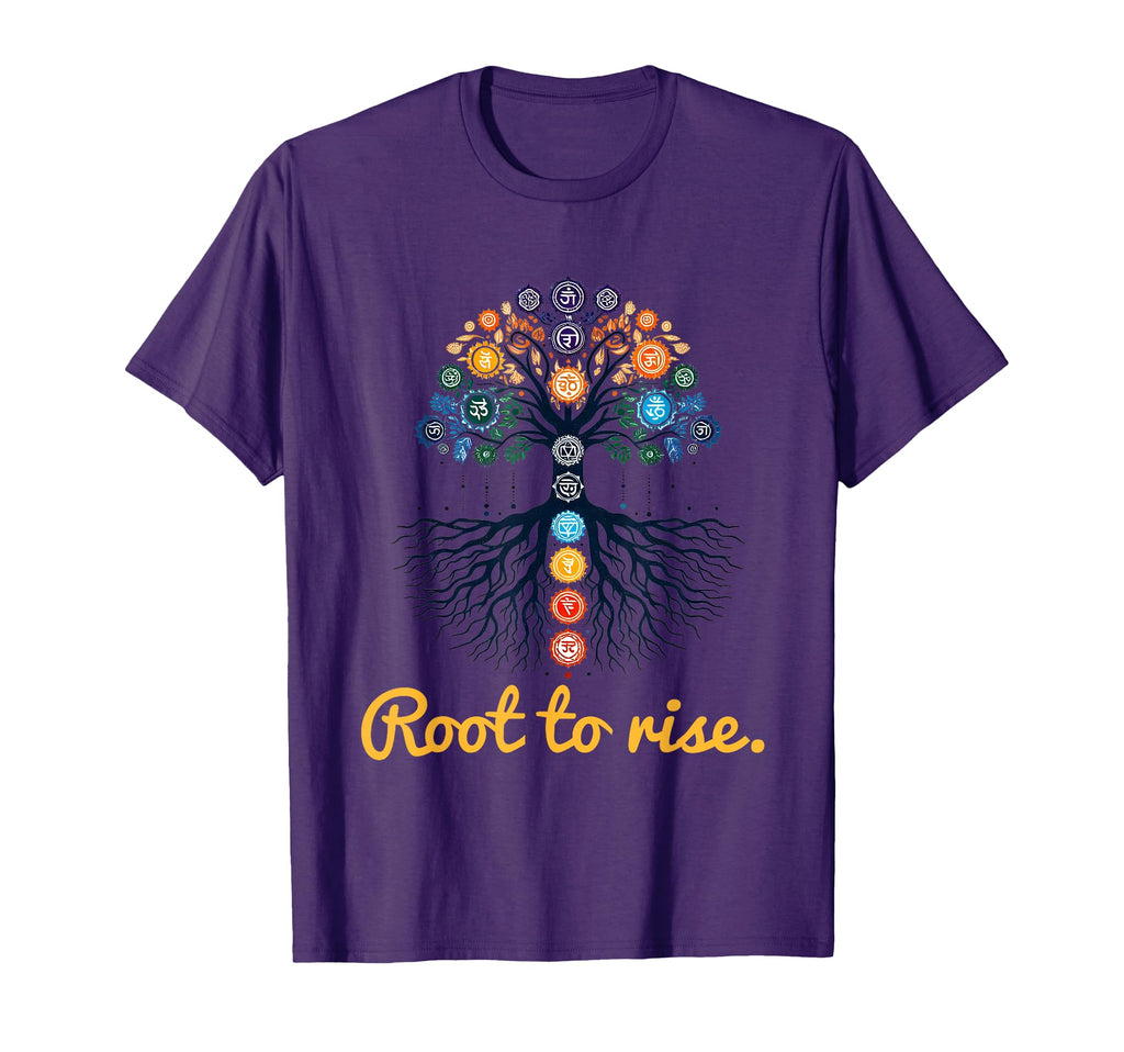 Tree Chakras Root To Rise Zen Yoga T-Shirt - Aesthetic Graphic Unisex - T-Shirt, Sweatshirt, Hoodie