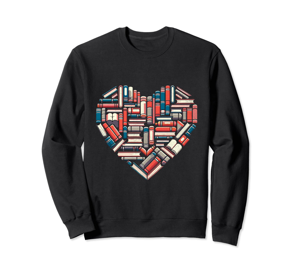 Heart Library Books Book Reading Sweatshirt - Unique Graphic Men Women - T-Shirt, Sweatshirt, Hoodie