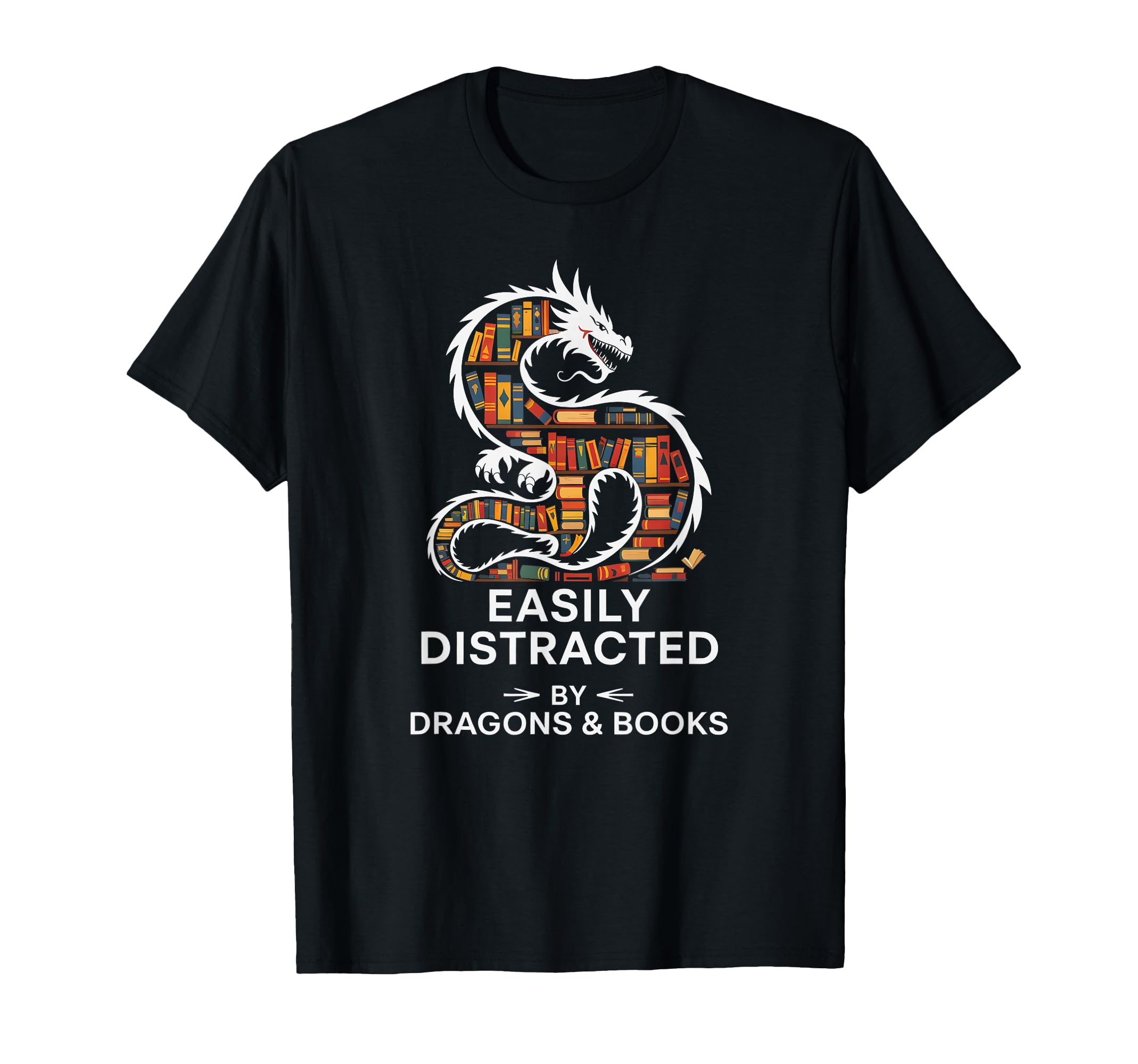Easily Distracted Books Dragons Bookworm T-Shirt - Novelty Apparel Unisex - T-Shirt, Sweatshirt, Hoodie