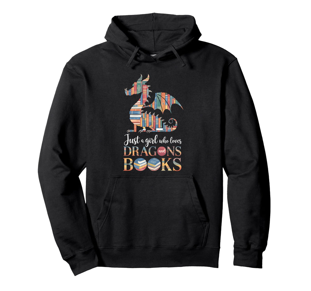 Just Who Loves Dragons And Books Hoodie - Unique Graphic Unisex - T-Shirt, Sweatshirt, Hoodie