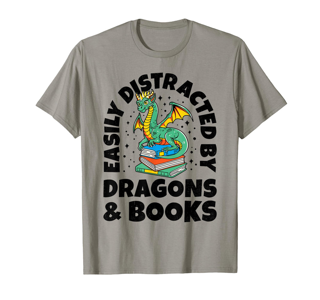Easily Distracted Dragons Books Dragon T-Shirt - Trendy Graphic Men Women - T-Shirt, Sweatshirt, Hoodie