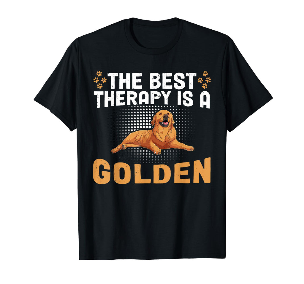 Best Therapy Is Golden Retriever Dog T-Shirt - Custom Art Print Unisex - T-Shirt, Sweatshirt, Hoodie
