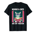 Cats And Books Are My Passion Bookworm T-Shirt - Trendy Graphic Men Women - T-Shirt, Sweatshirt, Hoodie