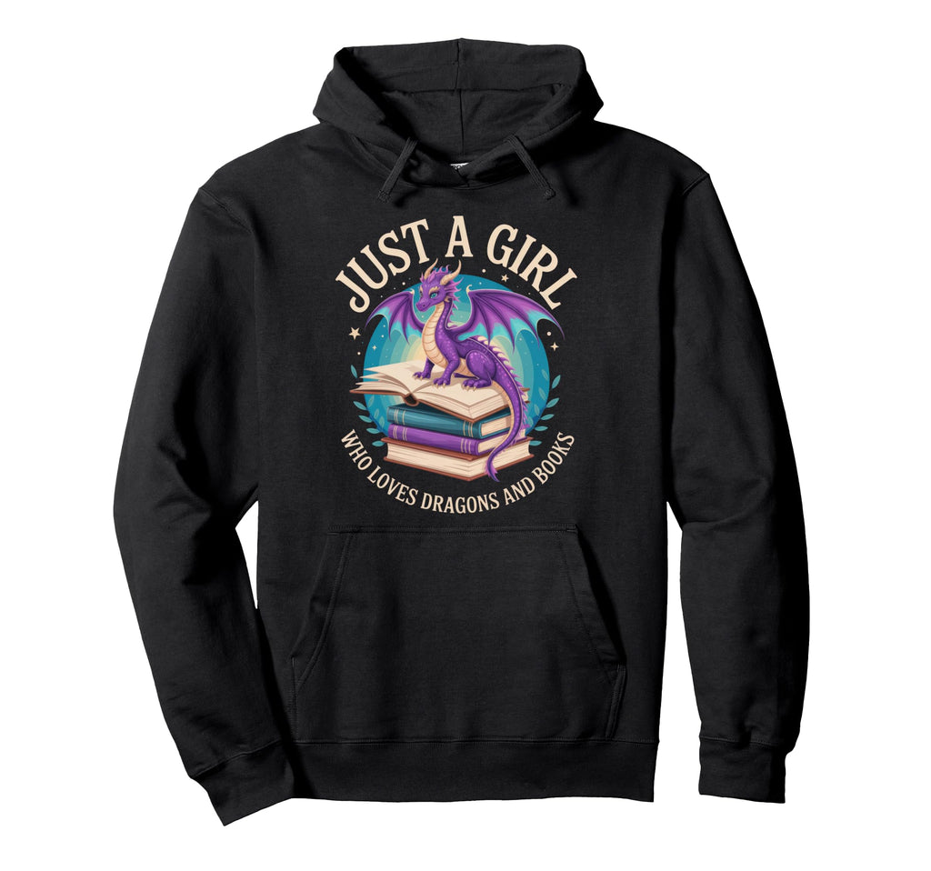 Just Who Loves Dragons And Books Hoodie - Casual Everyday Wear Men Women - T-Shirt, Sweatshirt, Hoodie