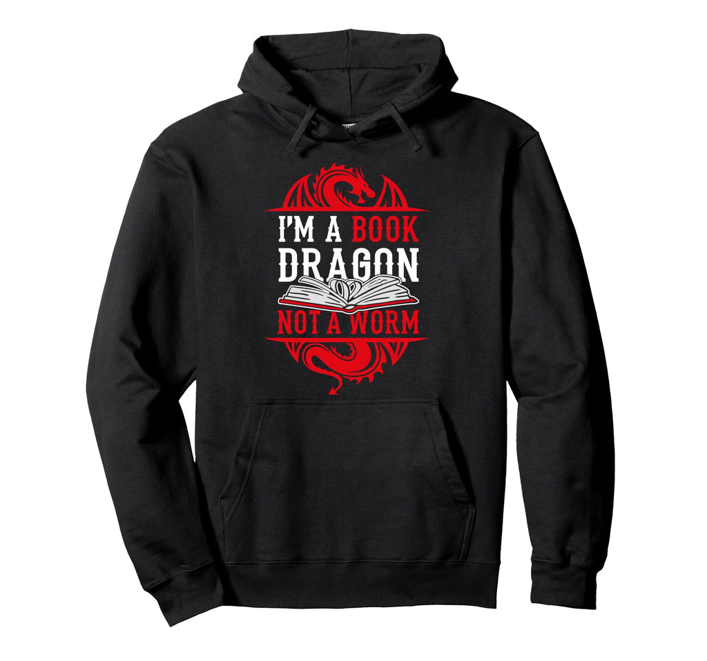 Funny Bookworm Fantasy Reader Dragon Hoodie - Custom Art Print Men Women - T-Shirt, Sweatshirt, Hoodie