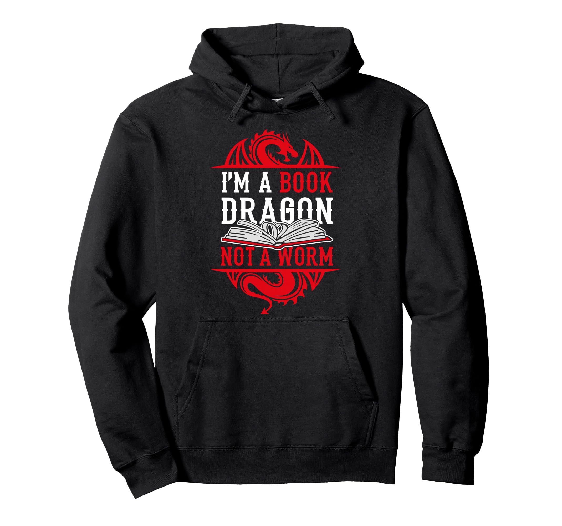 Funny Bookworm Fantasy Reader Dragon Hoodie - Custom Art Print Men Women - T-Shirt, Sweatshirt, Hoodie
