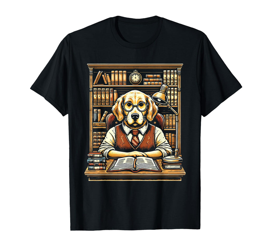 Dog Librarian Library Book Reading T-Shirt - Fun Novelty Design for Adults - T-Shirt, Sweatshirt, Hoodie