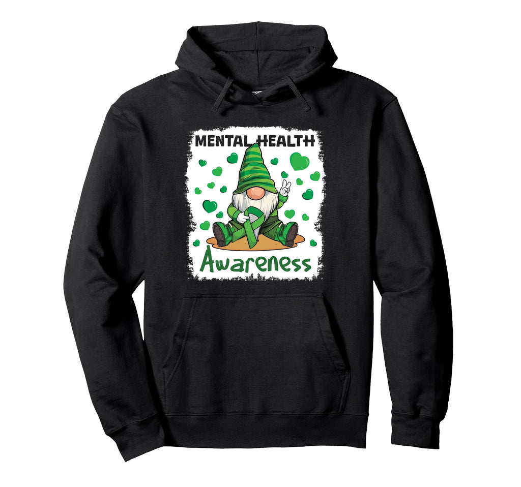 Gnome Green Ribbon Mental Health Hoodie - Trendy Graphic Men Women - T-Shirt, Sweatshirt, Hoodie
