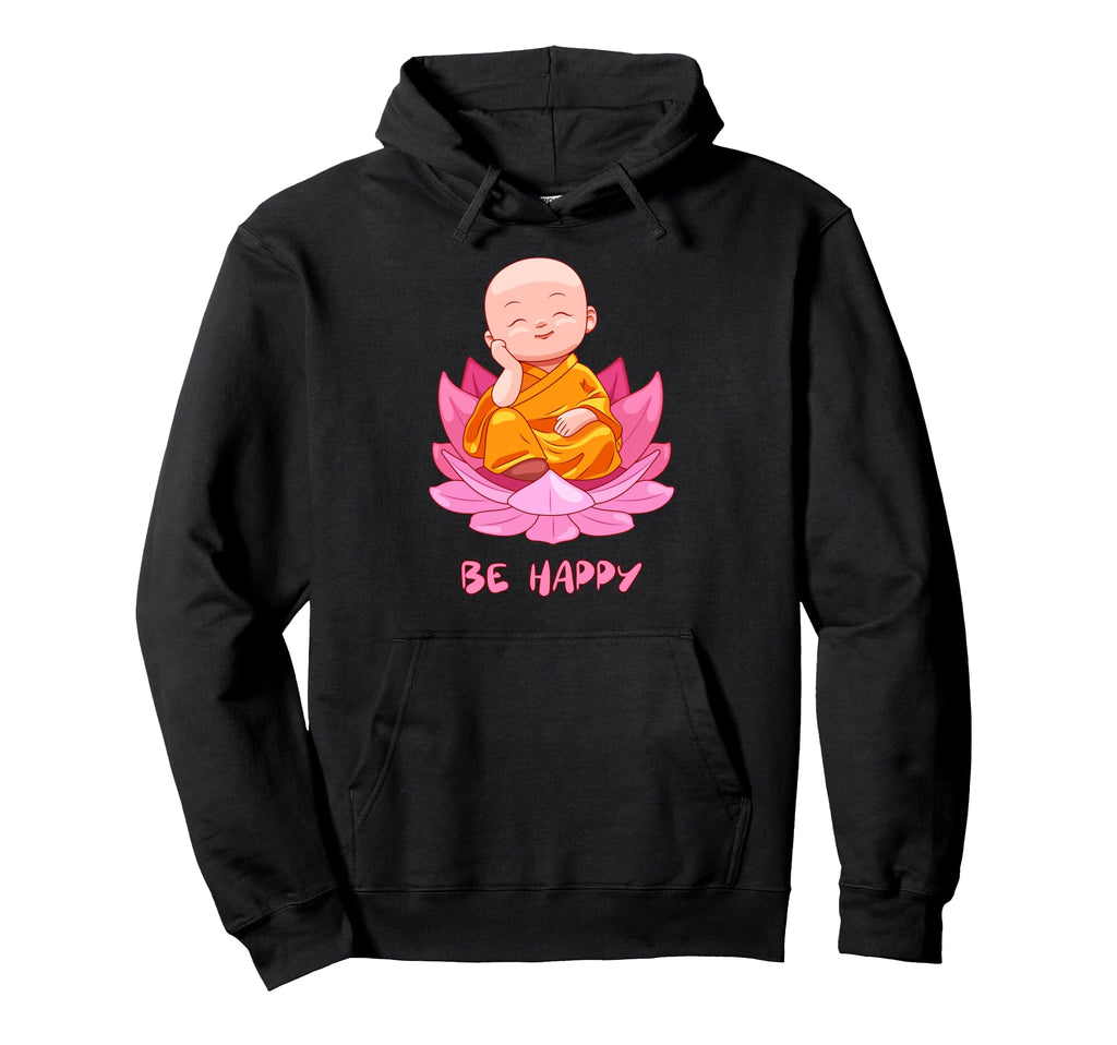 Be Happy Buddha Mandala Yoga Hoodie - Fun Novelty Design for Adults - T-Shirt, Sweatshirt, Hoodie