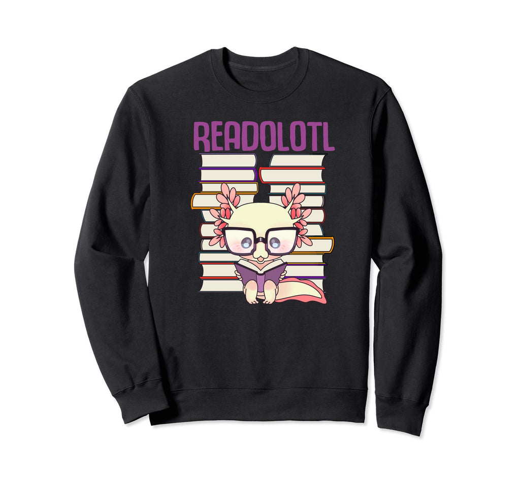Axolotl Bibliophil Bookworm Book Sweatshirt - Graphic Print for Adults - T-Shirt, Sweatshirt, Hoodie
