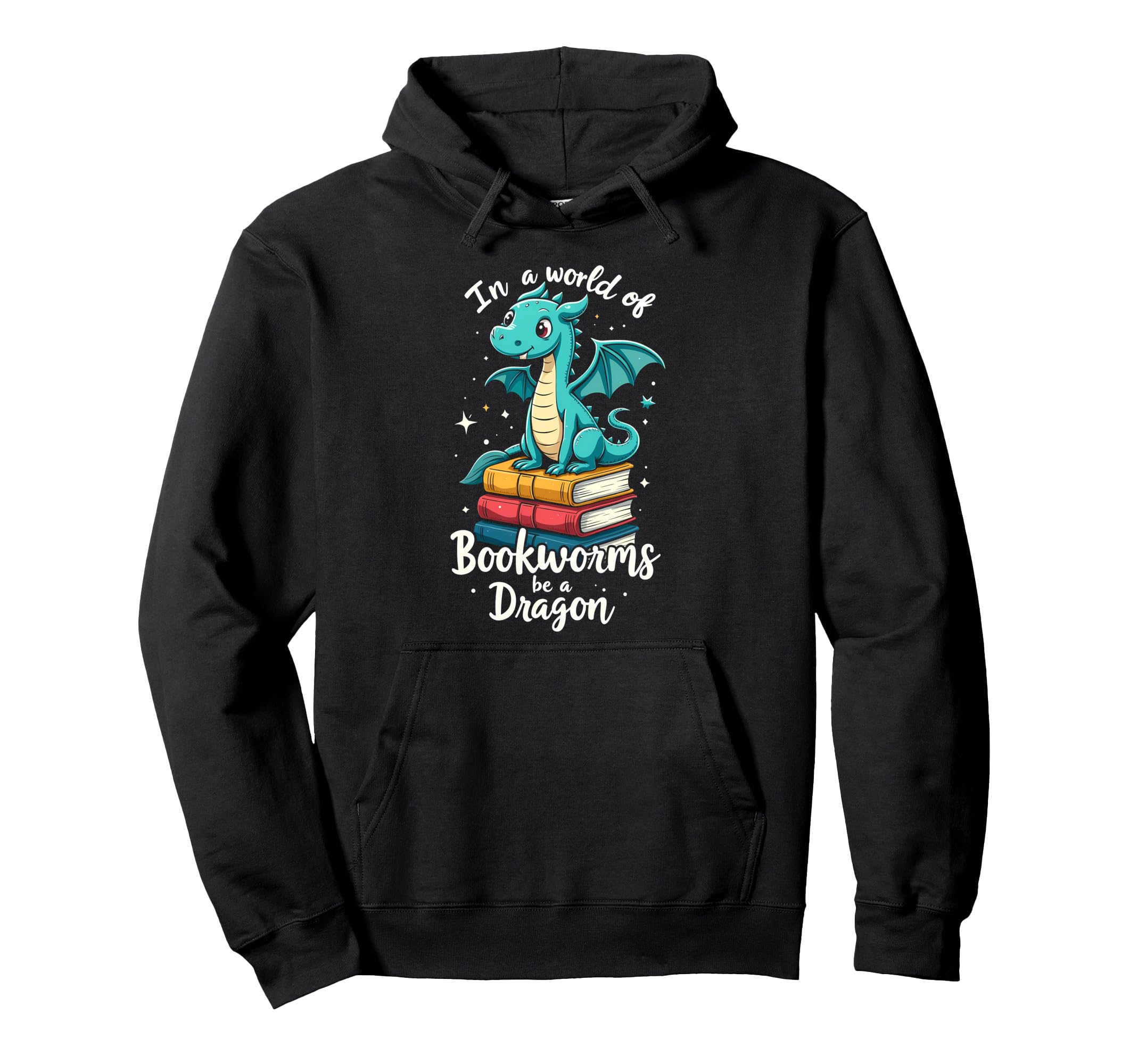 Adorable Dragon Book Lover Reading Hoodie - Aesthetic Graphic Men Women - T-Shirt, Sweatshirt, Hoodie