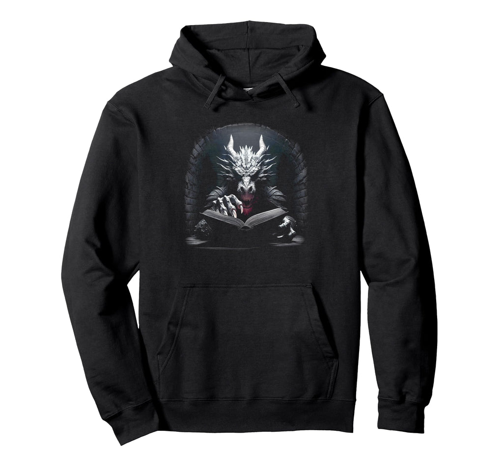 Dragon Reading Book Bookworm Fantasy Hoodie - Fun Novelty Design Unisex - T-Shirt, Sweatshirt, Hoodie