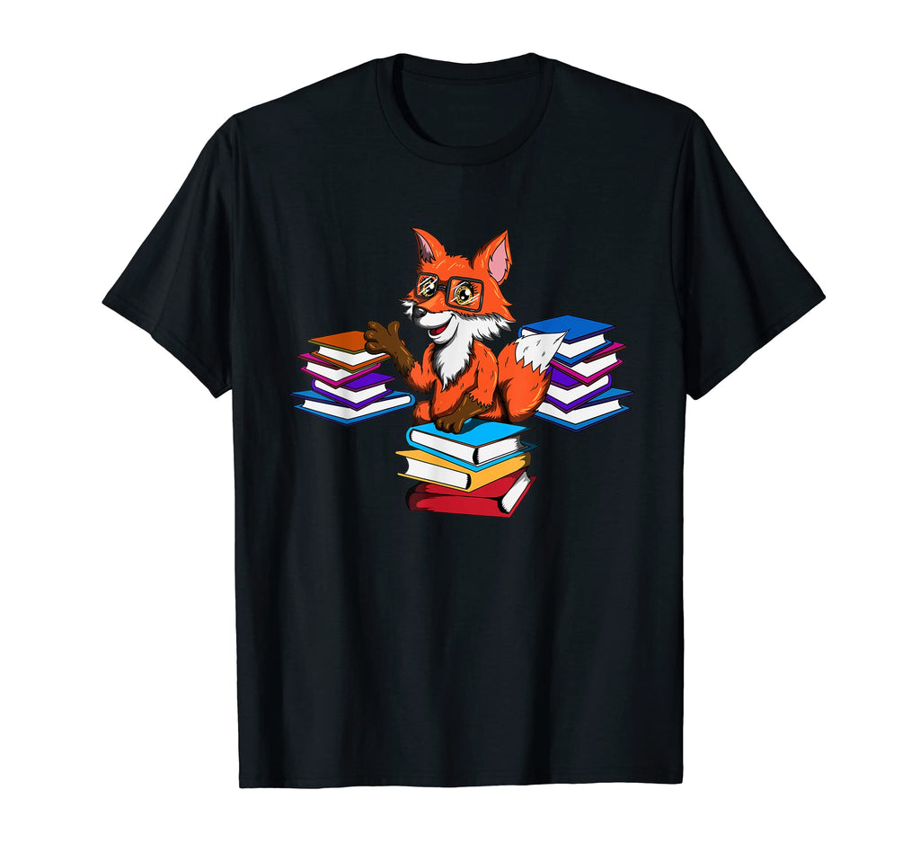 Fox Nerd Reading Books Bookworm T-Shirt - Custom Art Print for Adults - T-Shirt, Sweatshirt, Hoodie