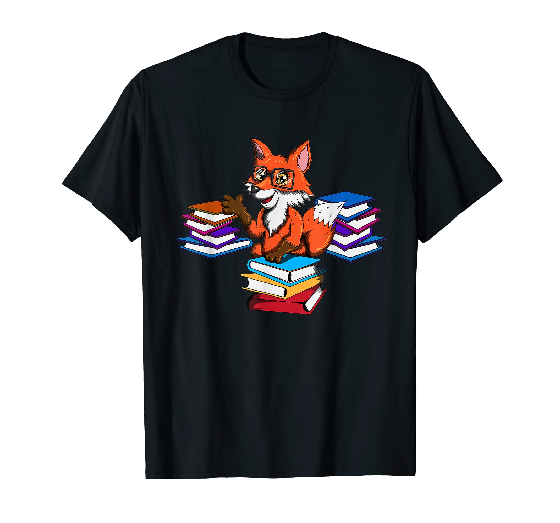 Fox Nerd Reading Books Bookworm T-Shirt - Custom Art Print for Adults - T-Shirt, Sweatshirt, Hoodie