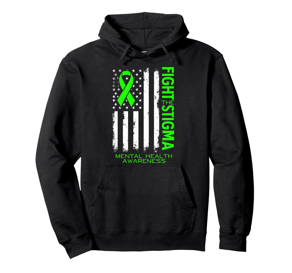 Us Flag Fight Stigma Mental Health Hoodie - Streetwear Style Men Women - T-Shirt, Sweatshirt, Hoodie