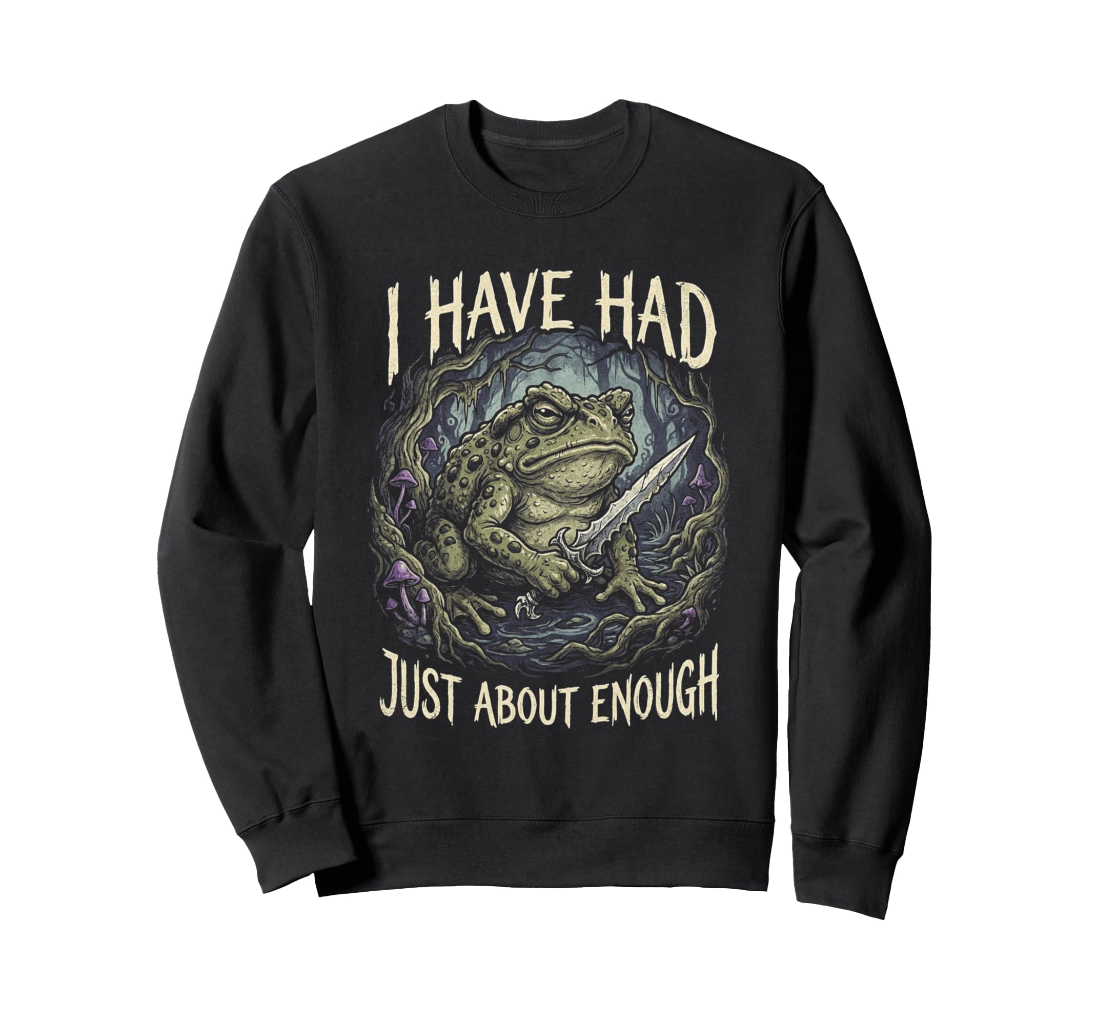 Grumpy Toad And Knife Goblincore Sweatshirt - Graphic Print for Adults - T-Shirt, Sweatshirt, Hoodie