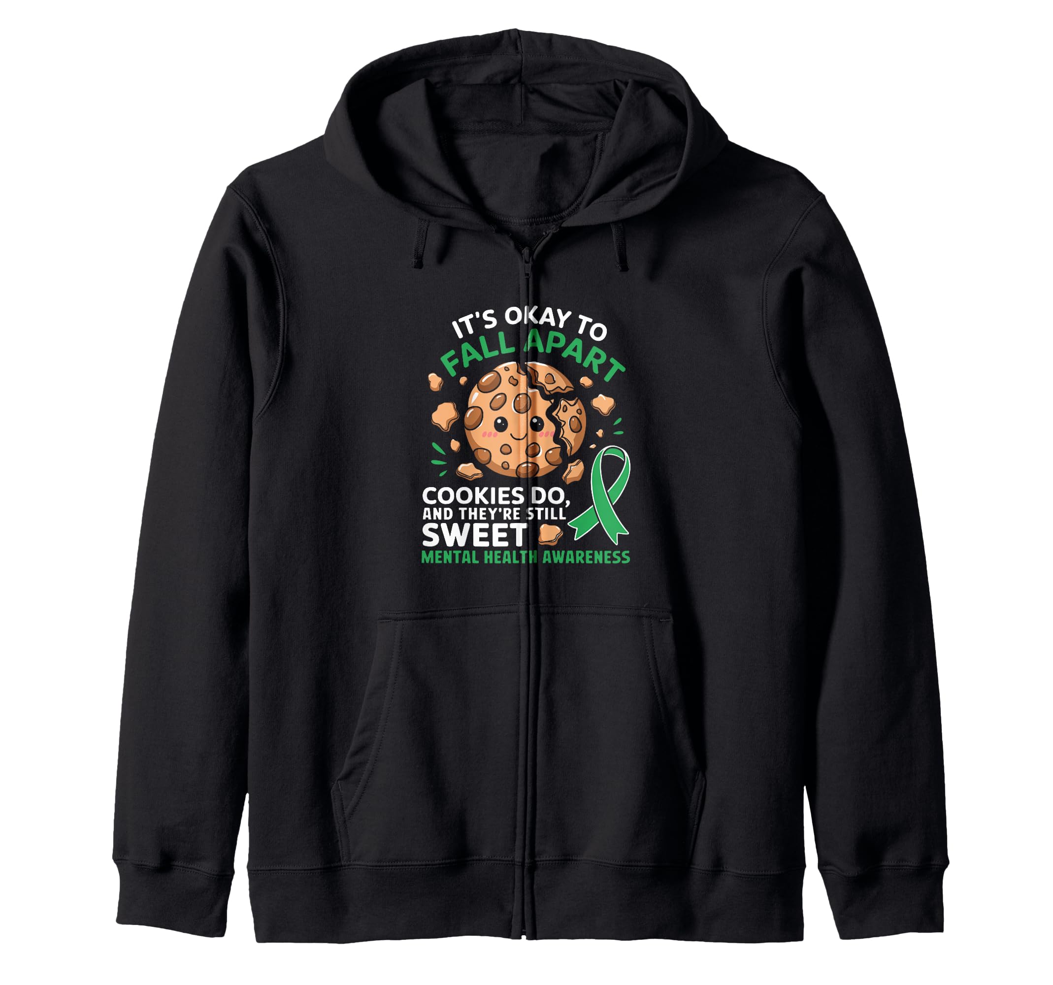 Mental Health Awareness Month Green Ribbon Hoodie - Unique Graphic Unisex - T-Shirt, Sweatshirt, Hoodie