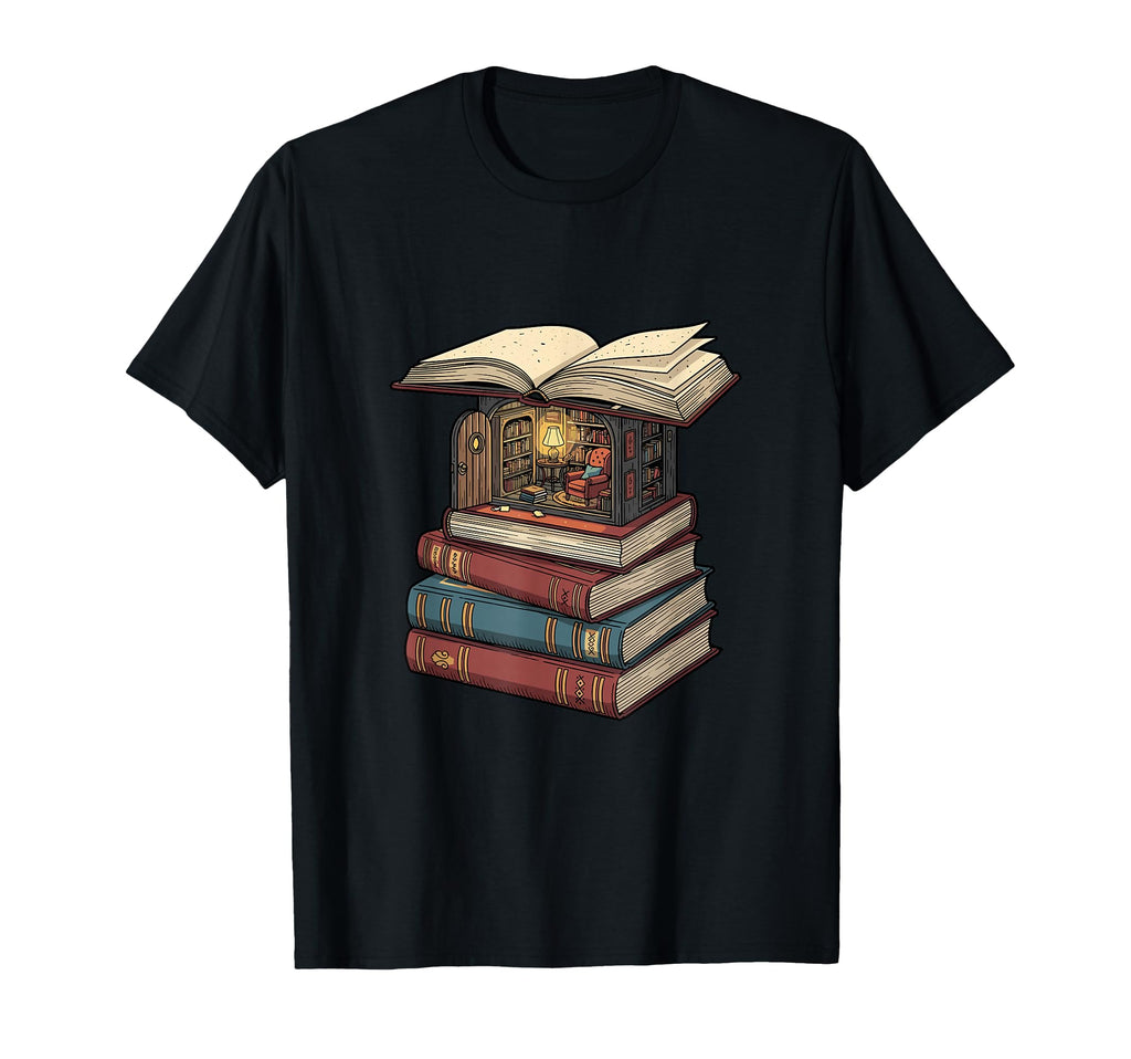 Cozy Reading Nook Between Books Book T-Shirt - Custom Art Print Men Women - T-Shirt, Sweatshirt, Hoodie