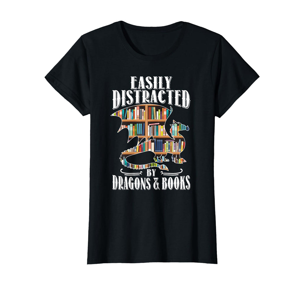 Easily Distracted Dragons Books Medieval T-Shirt - Novelty Apparel Unisex - T-Shirt, Sweatshirt, Hoodie