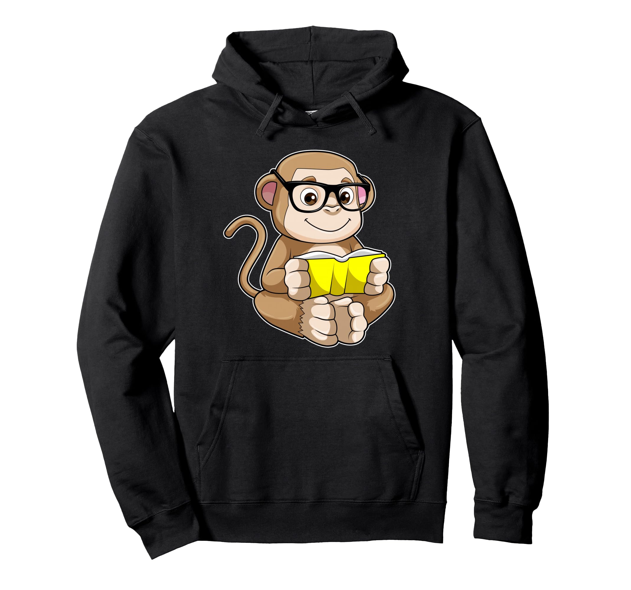 Monkey Nerd Book Glasses Hoodie - Streetwear Style Unisex - T-Shirt, Sweatshirt, Hoodie