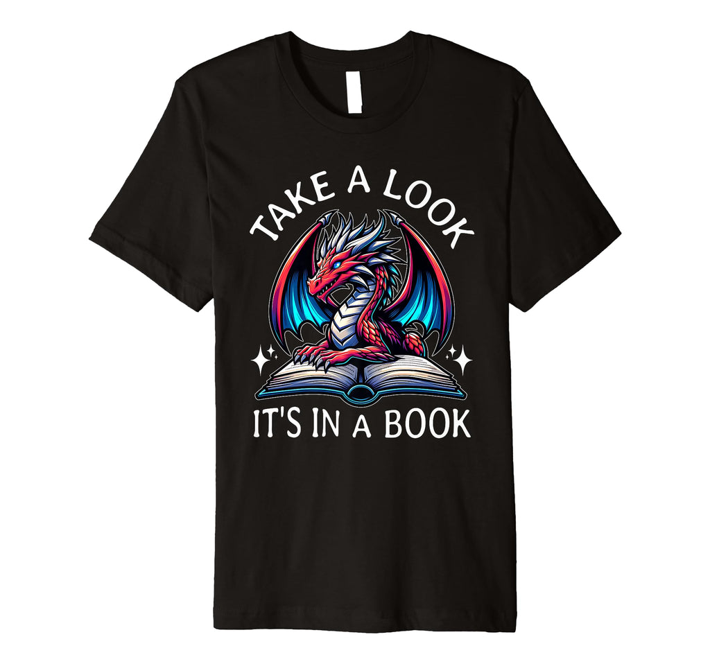 Dragon Reading Bookworm Book T-Shirt - Graphic Print Unisex - T-Shirt, Sweatshirt, Hoodie