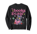 Books And Cats Cat Lover Book Lover Sweatshirt - Minimalist Print Unisex - T-Shirt, Sweatshirt, Hoodie