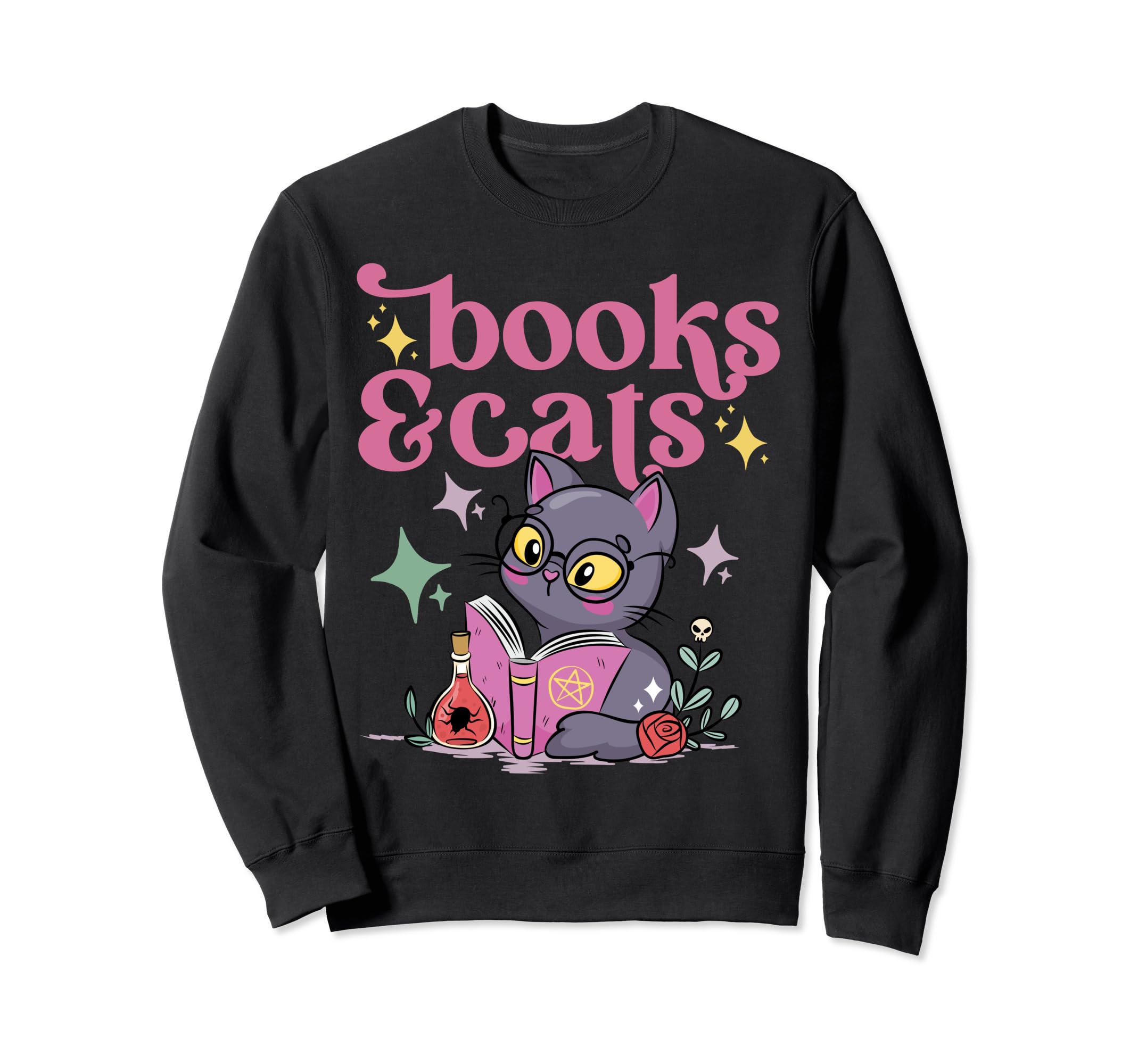 Books And Cats Cat Lover Book Lover Sweatshirt - Minimalist Print Unisex - T-Shirt, Sweatshirt, Hoodie