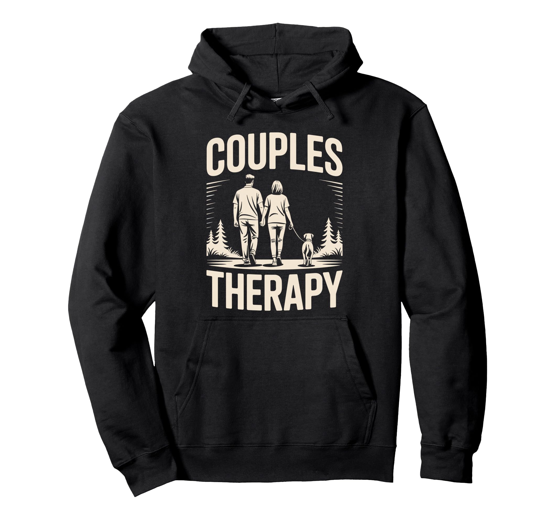 Couples Therapy Dog Walking Funny Dog Hoodie - Graphic Print Men Women - T-Shirt, Sweatshirt, Hoodie