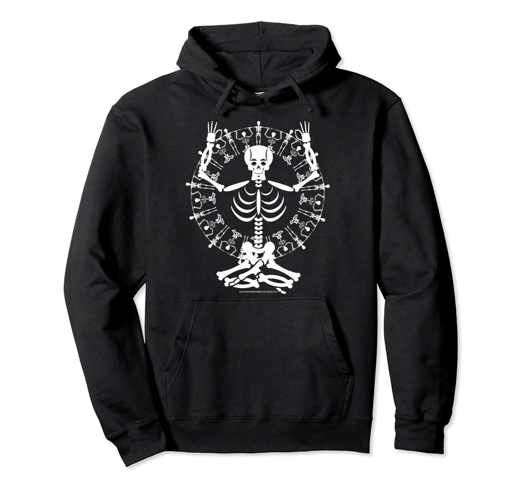 Halloween Meditate Skeleton Mindfulness Hoodie - Unique Graphic for Adults - T-Shirt, Sweatshirt, Hoodie