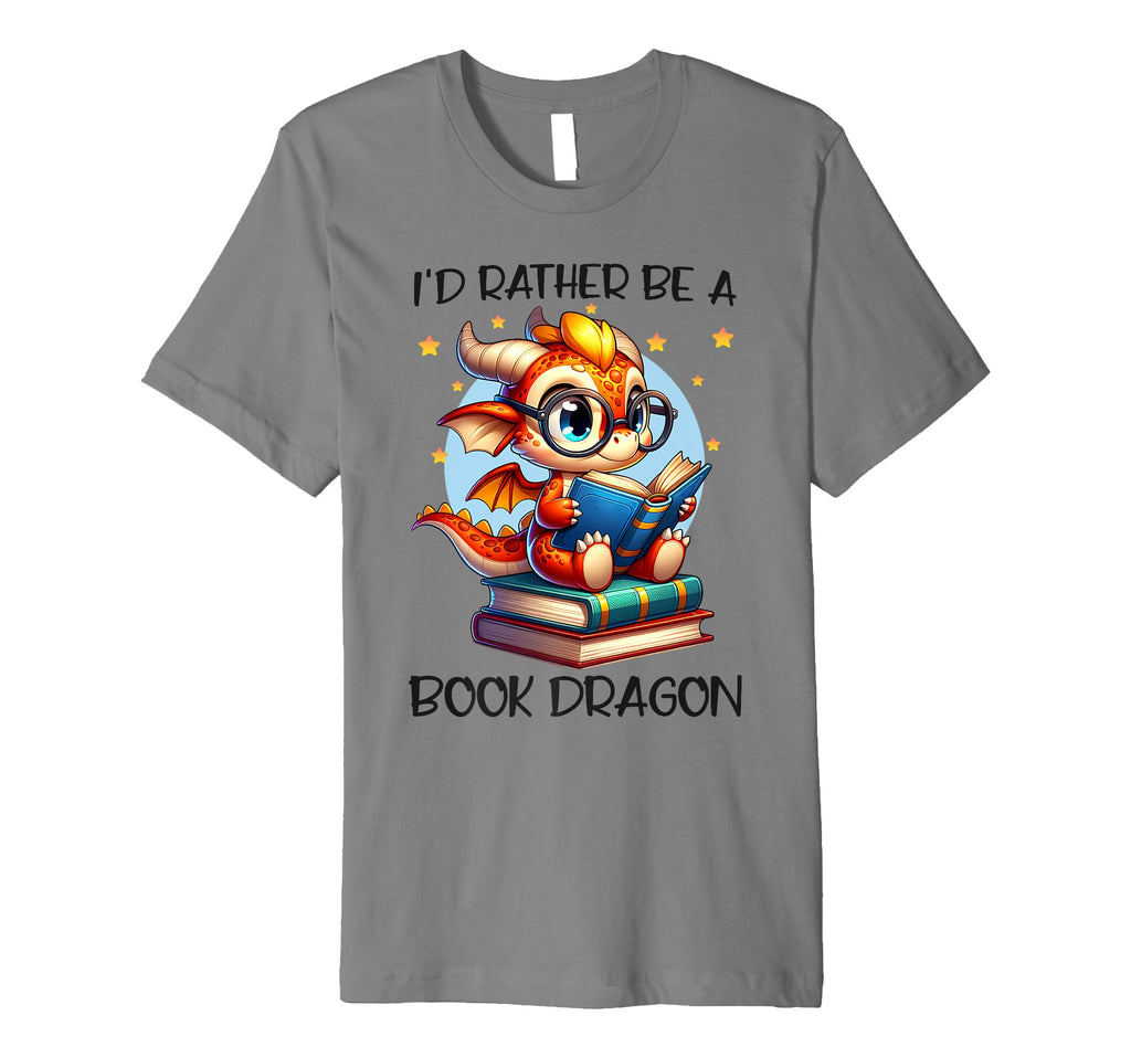 Id Rather Be Book Dragon Reading Lover T-Shirt - Unique Graphic Men Women - T-Shirt, Sweatshirt, Hoodie