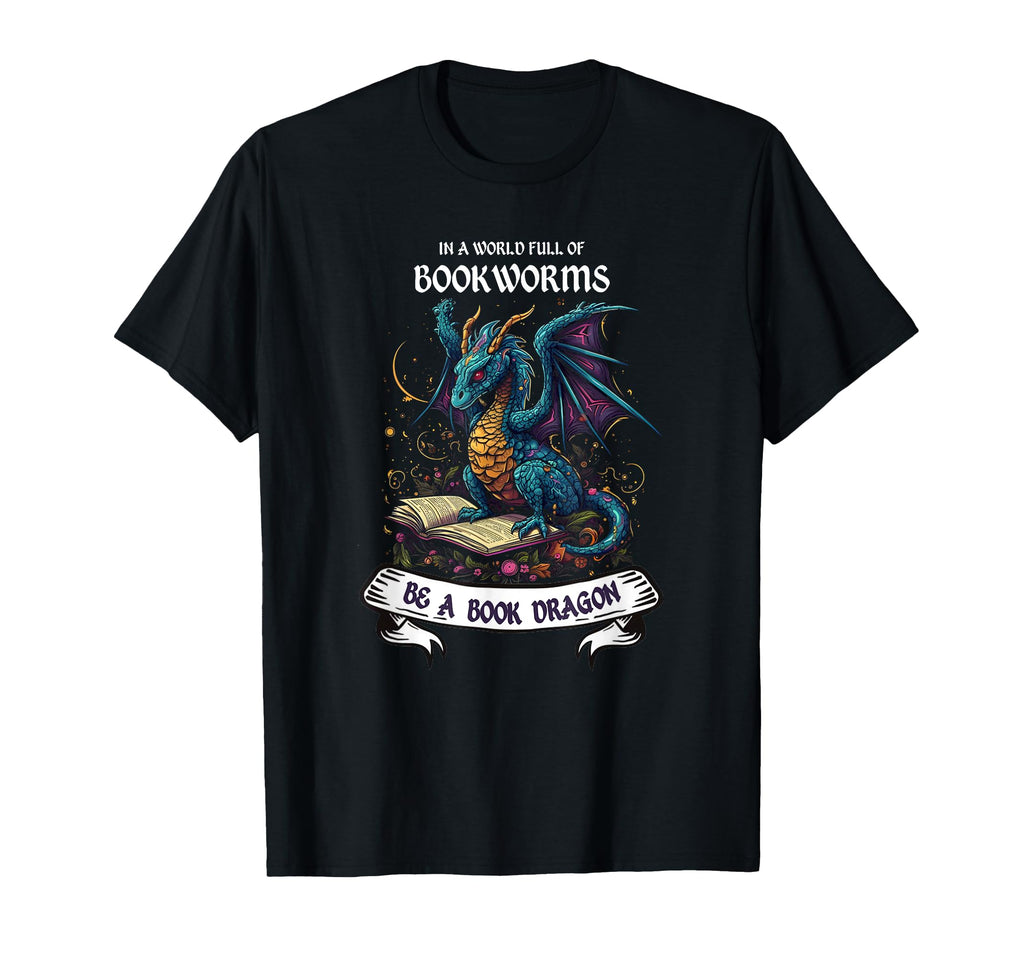 World Bookworms Be Book Dragon T-Shirt - Minimalist Print for Adults - T-Shirt, Sweatshirt, Hoodie