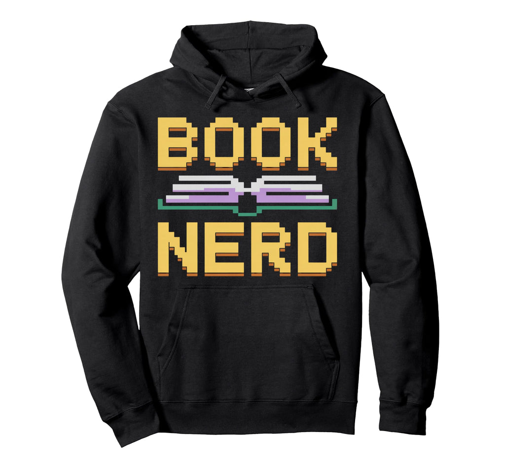 Book Nerd Pixel Open Book Reading Lover Hoodie - Fun Novelty Design Unisex - T-Shirt, Sweatshirt, Hoodie