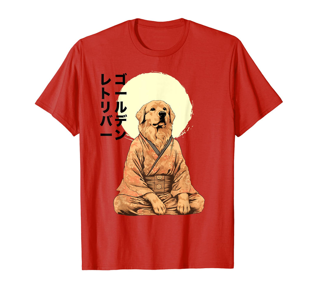 Golden Retriever Dog Meditation Japan Zen T-Shirt - Novelty Apparel Unisex - T-Shirt, Sweatshirt, Hoodie