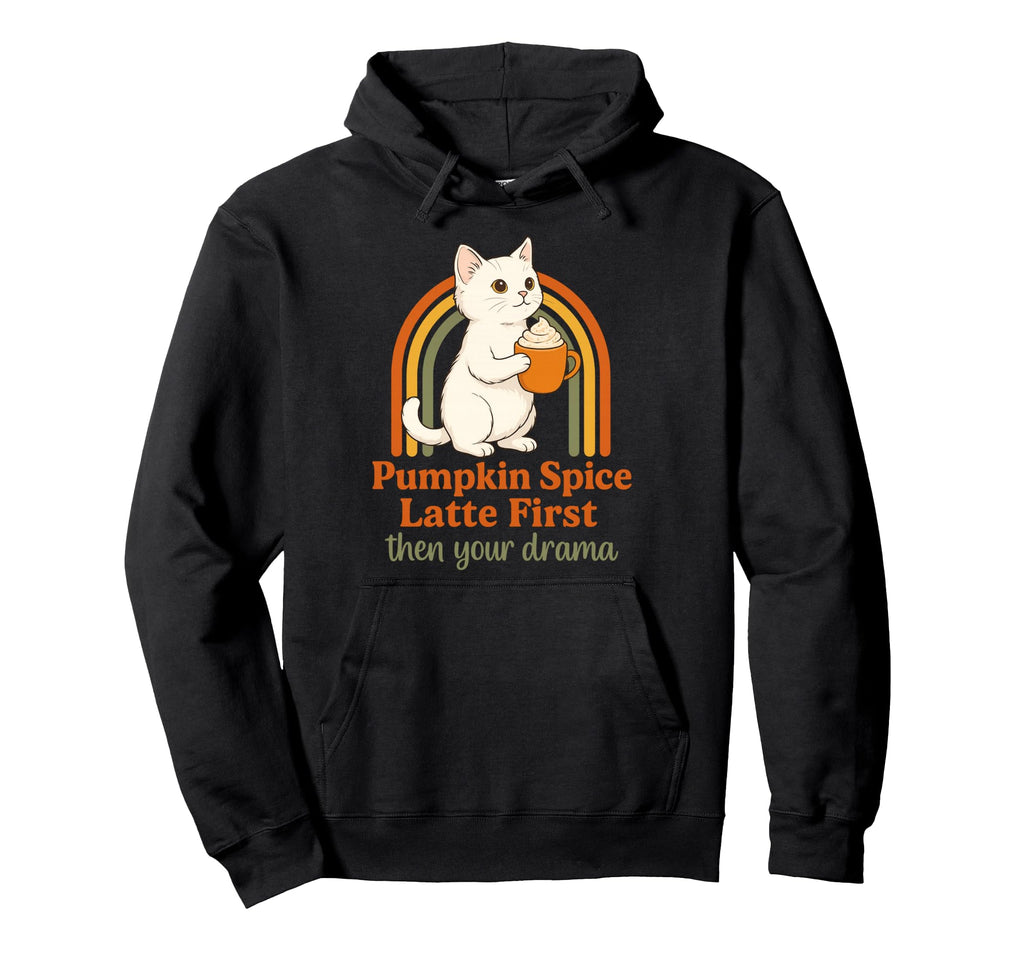 Funny Fall Cat Pumpkin Spice Latte Hoodie - Unique Graphic for Adults - T-Shirt, Sweatshirt, Hoodie