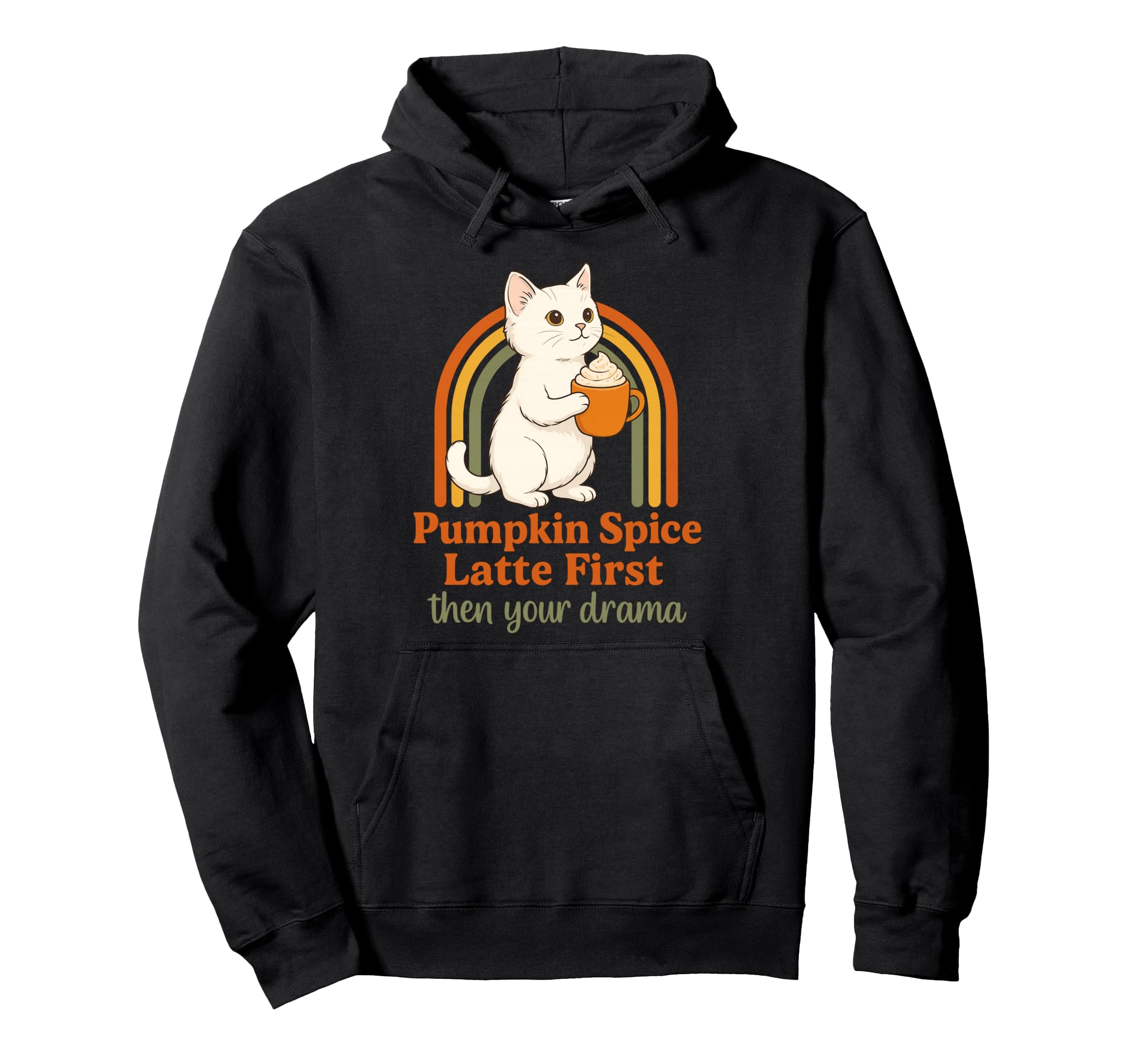 Funny Fall Cat Pumpkin Spice Latte Hoodie - Unique Graphic for Adults - T-Shirt, Sweatshirt, Hoodie