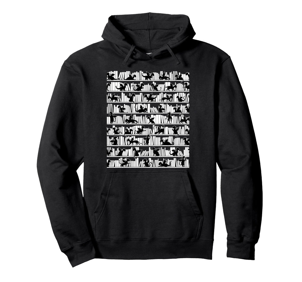 Book Dragon Library Bookcase Pattern Hoodie - Graphic Print Men Women - T-Shirt, Sweatshirt, Hoodie