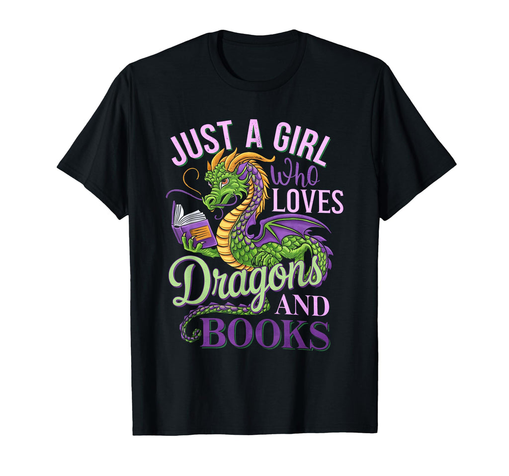 Just Who Loves Dragons And Books T-Shirt - Minimalist Print Unisex - T-Shirt, Sweatshirt, Hoodie