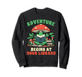 Book Lover Frog Reading Adventure Sweatshirt - Minimalist Print Men Women - T-Shirt, Sweatshirt, Hoodie