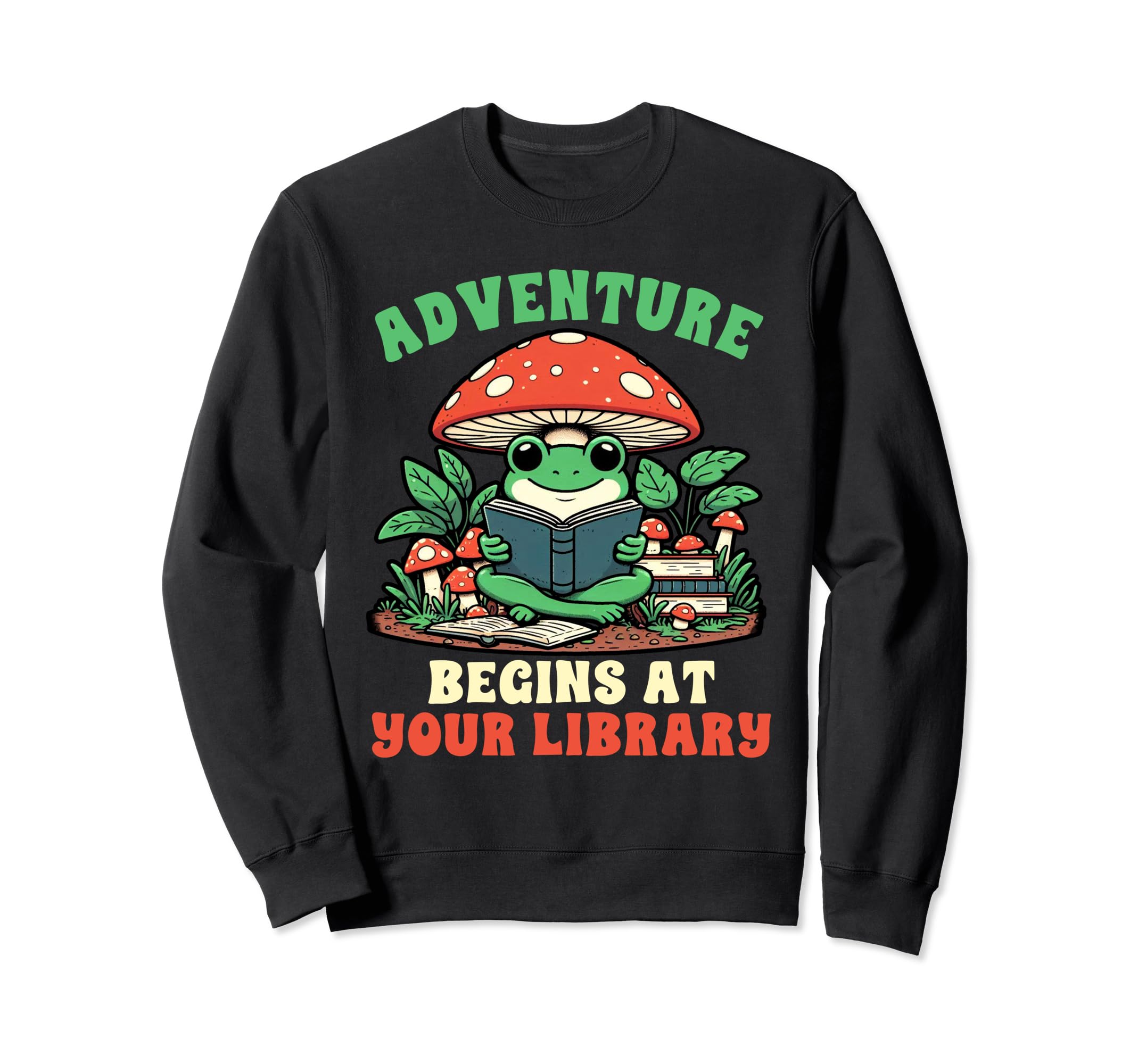 Book Lover Frog Reading Adventure Sweatshirt - Minimalist Print Men Women - T-Shirt, Sweatshirt, Hoodie