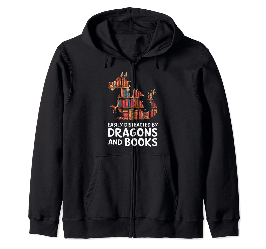 Reading Lover Fantasy Enthusiast Dragons Hoodie - Trendy Graphic Unisex - T-Shirt, Sweatshirt, Hoodie