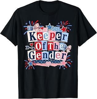 Keeper of The Gender 4th of July Bow Gender Reveal Party T-Shirt Unisex T-shirt, Sweatshirt, Hoodie, Long Sleeve Tee - T-Shirt, Sweatshirt, Hoodie