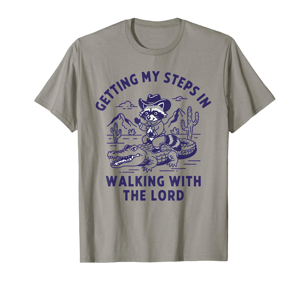 Getting My Steps Walking Lord Raccoon T-Shirt - Aesthetic Graphic Men Women - T-Shirt, Sweatshirt, Hoodie