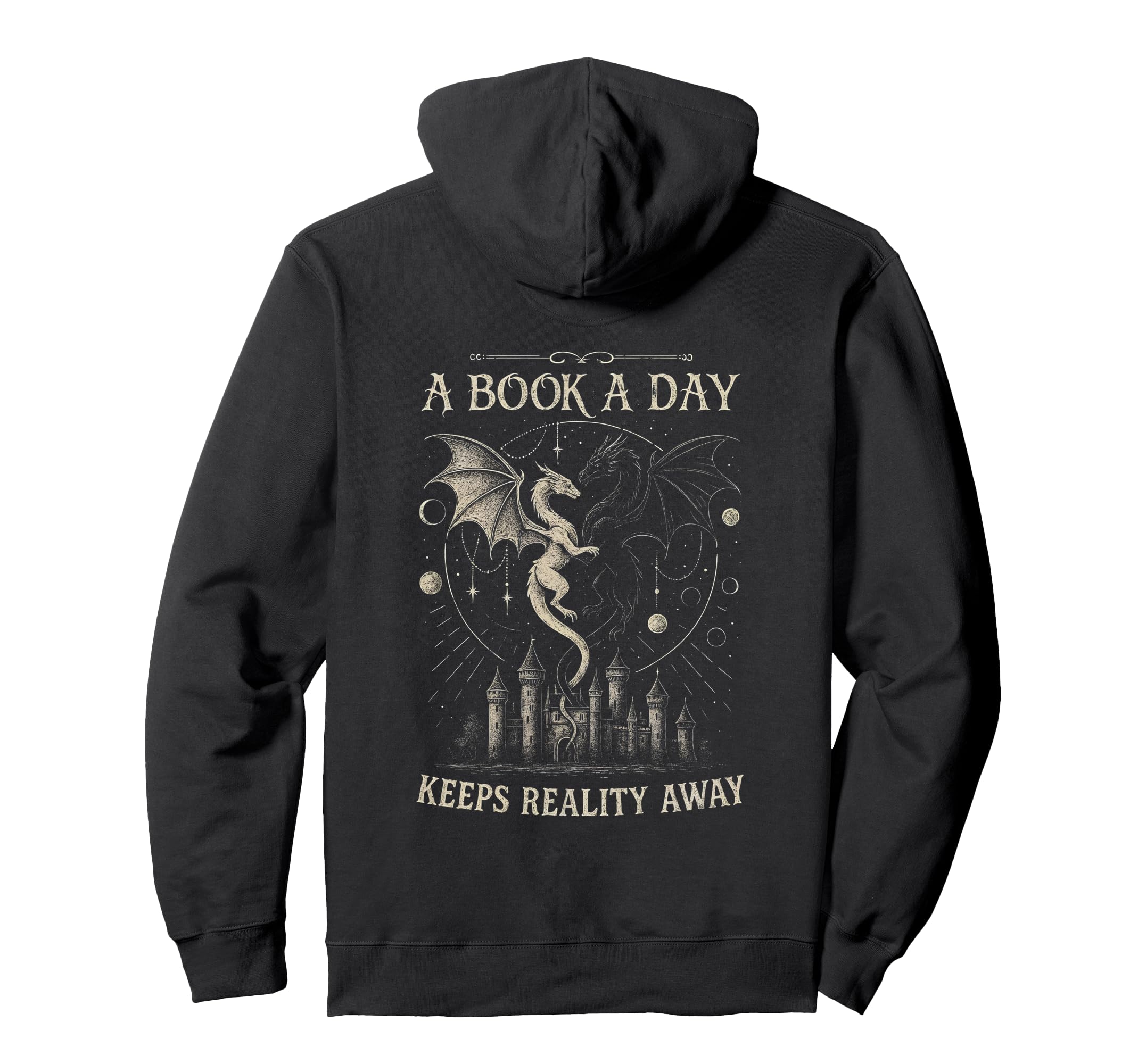 Book Day Fantasy Dragons Castle Reading Hoodie - Graphic Print Men Women - T-Shirt, Sweatshirt, Hoodie