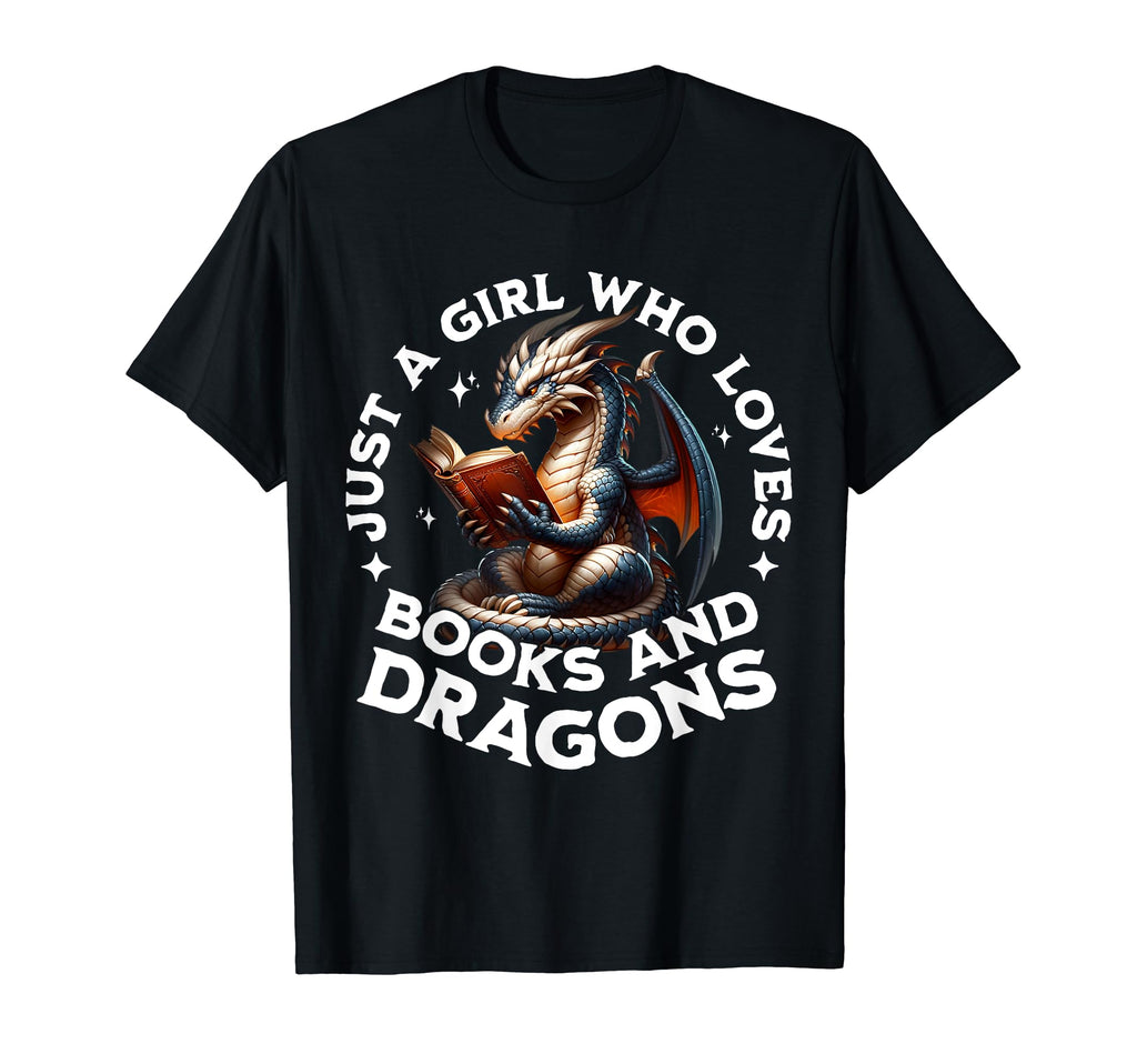Just Who Loves Dragons And Books T-Shirt - Custom Art Print Men Women - T-Shirt, Sweatshirt, Hoodie