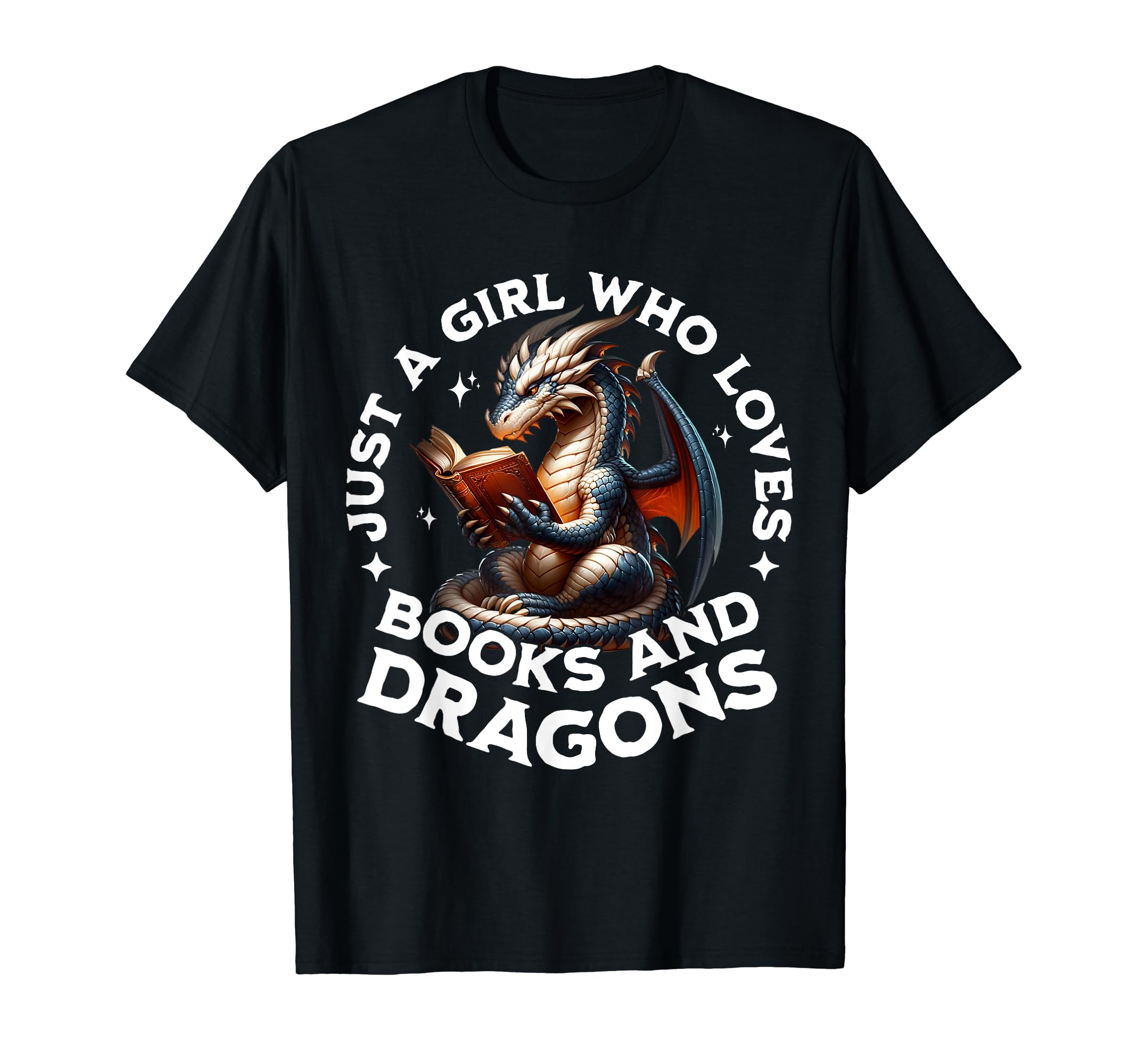 Just Who Loves Dragons And Books T-Shirt - Custom Art Print Men Women - T-Shirt, Sweatshirt, Hoodie