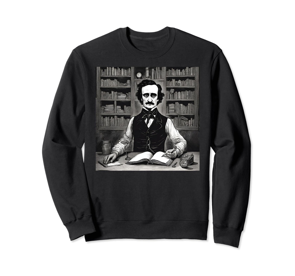 Edgar Allan Poe Portrait Sweatshirt - Novelty Apparel for Adults - T-Shirt, Sweatshirt, Hoodie