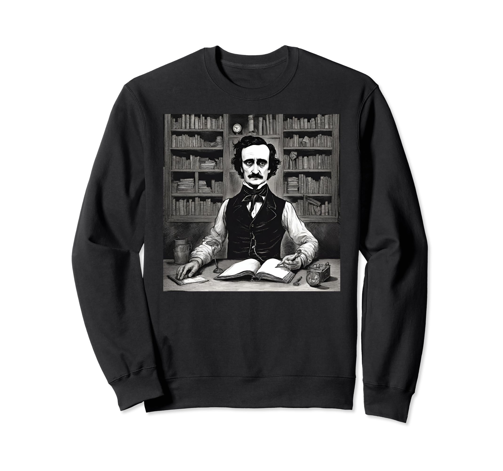Edgar Allan Poe Portrait Sweatshirt - Novelty Apparel for Adults - T-Shirt, Sweatshirt, Hoodie