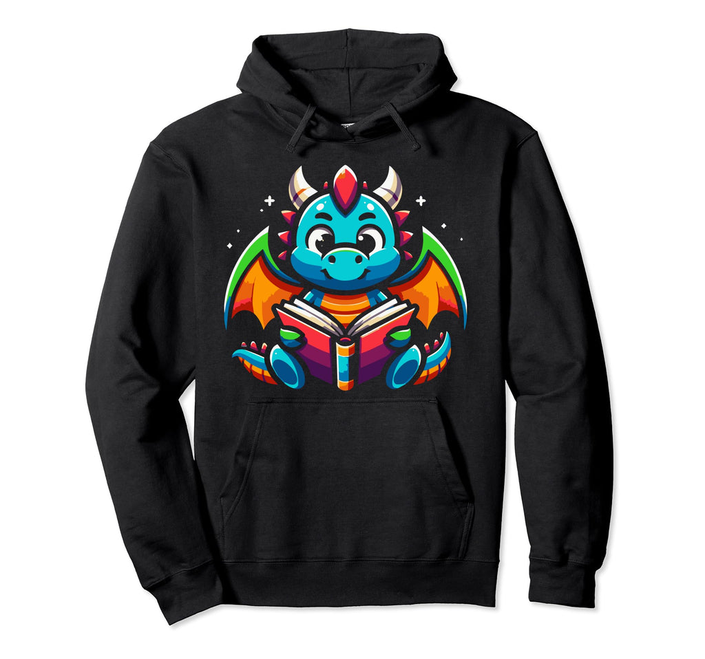 Dragon Reading Book Dragon Enthusiast Hoodie - Trendy Graphic Men Women - T-Shirt, Sweatshirt, Hoodie